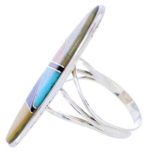 Southwest Multicolor Authentic Silver Jewelry Ring Size 6 YX33839